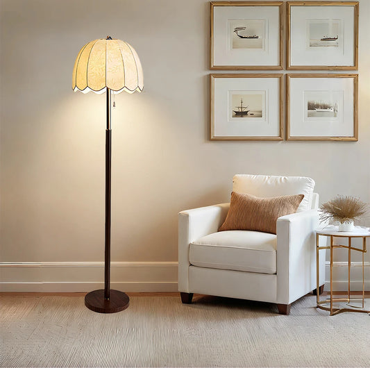 La Pivoine – Lampadaire Vintage Tissu Fleuri