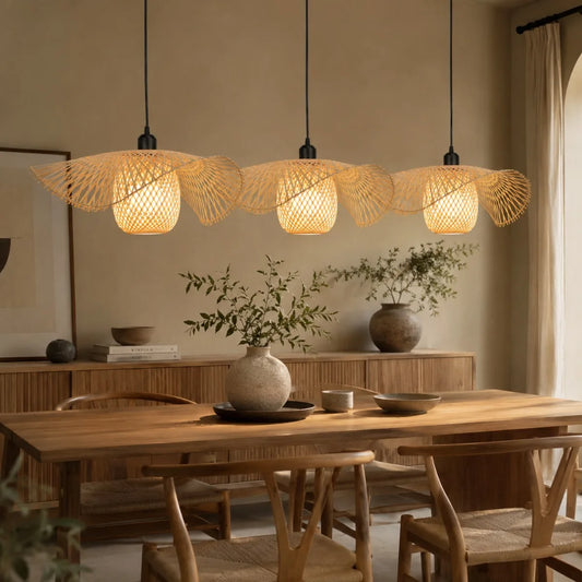 L'Ikebana – Suspension Bambou & Rotin 55cm