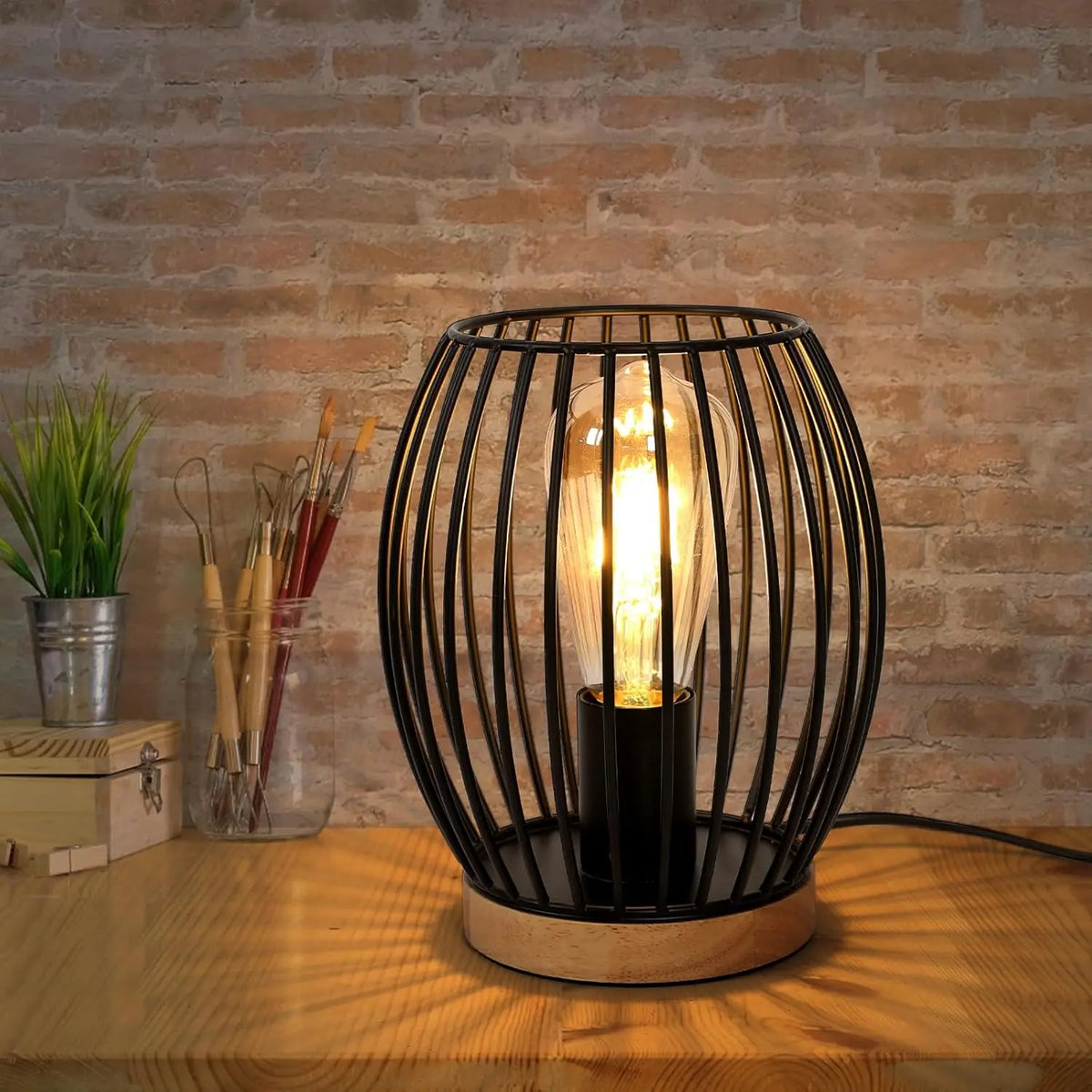 La Volière – Lampe de Chevet Cage Métallique Noire