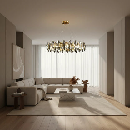 Le Diadème – Lustre Cristal Doré Rond