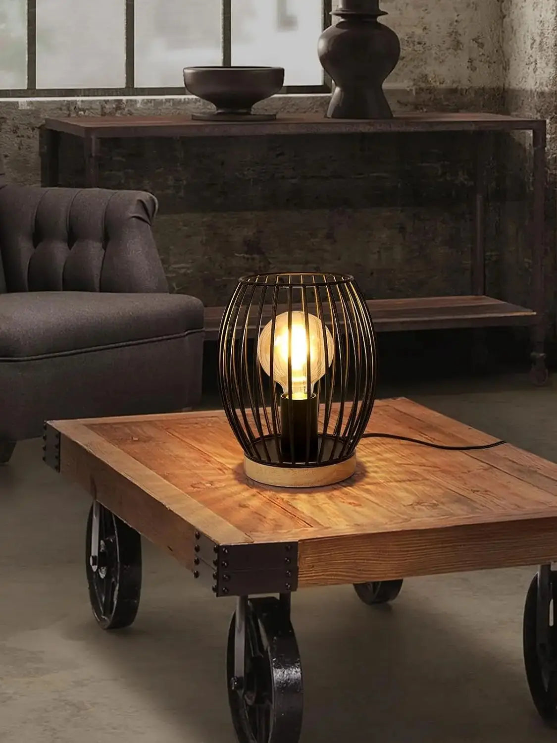 La Volière – Lampe de Chevet Cage Métallique Noire