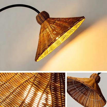Le Bali – Lampadaire Arqué Rotin Café