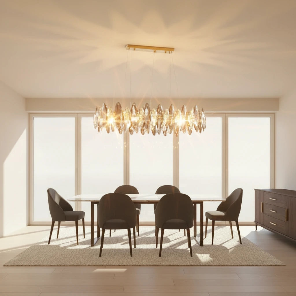 Le Diadème – Lustre Cristal Doré Rond