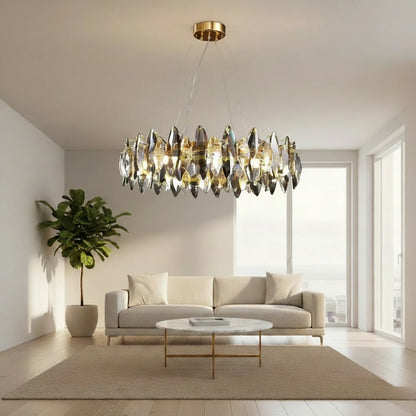 Le Diadème – Lustre Cristal Doré Rond