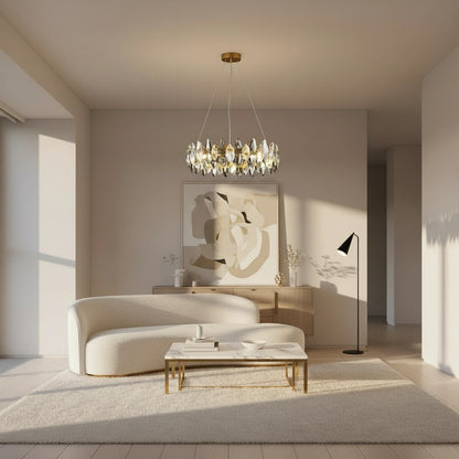 Le Diadème – Lustre Cristal Doré Rond