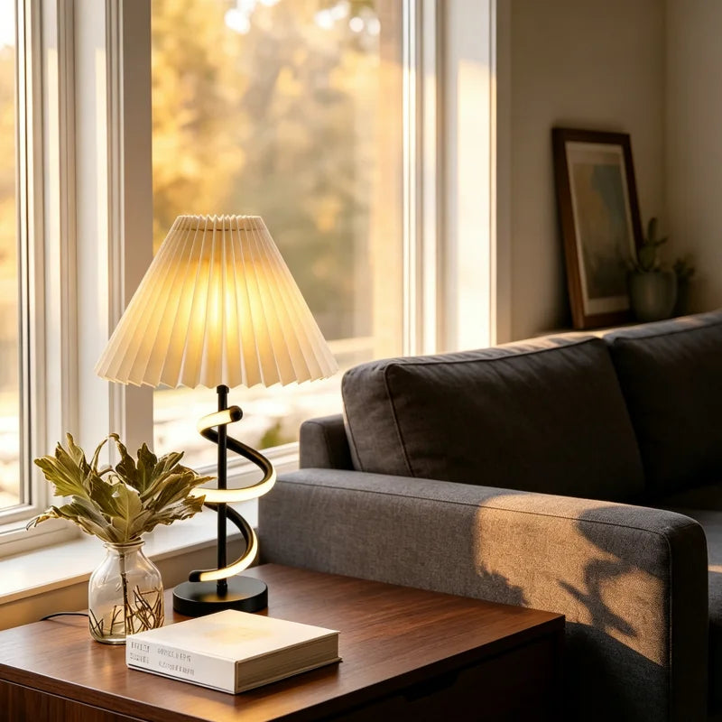La Vague – Lampe de Chevet Tissu à LED Spirale