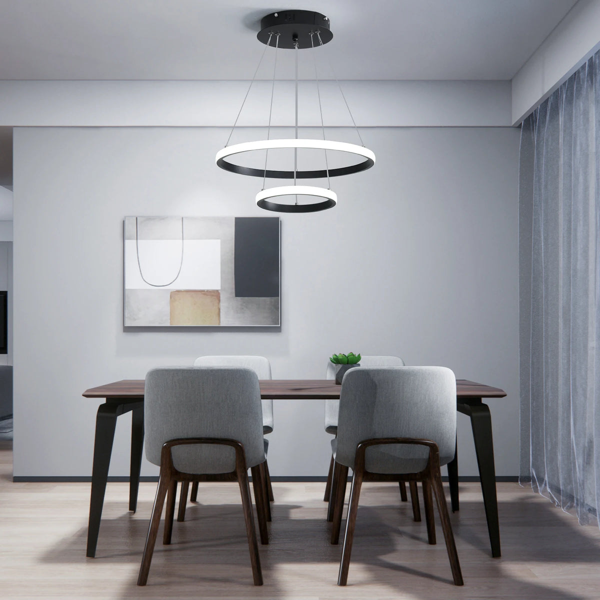 Le Halo Duo – Suspension Double Anneaux Noire