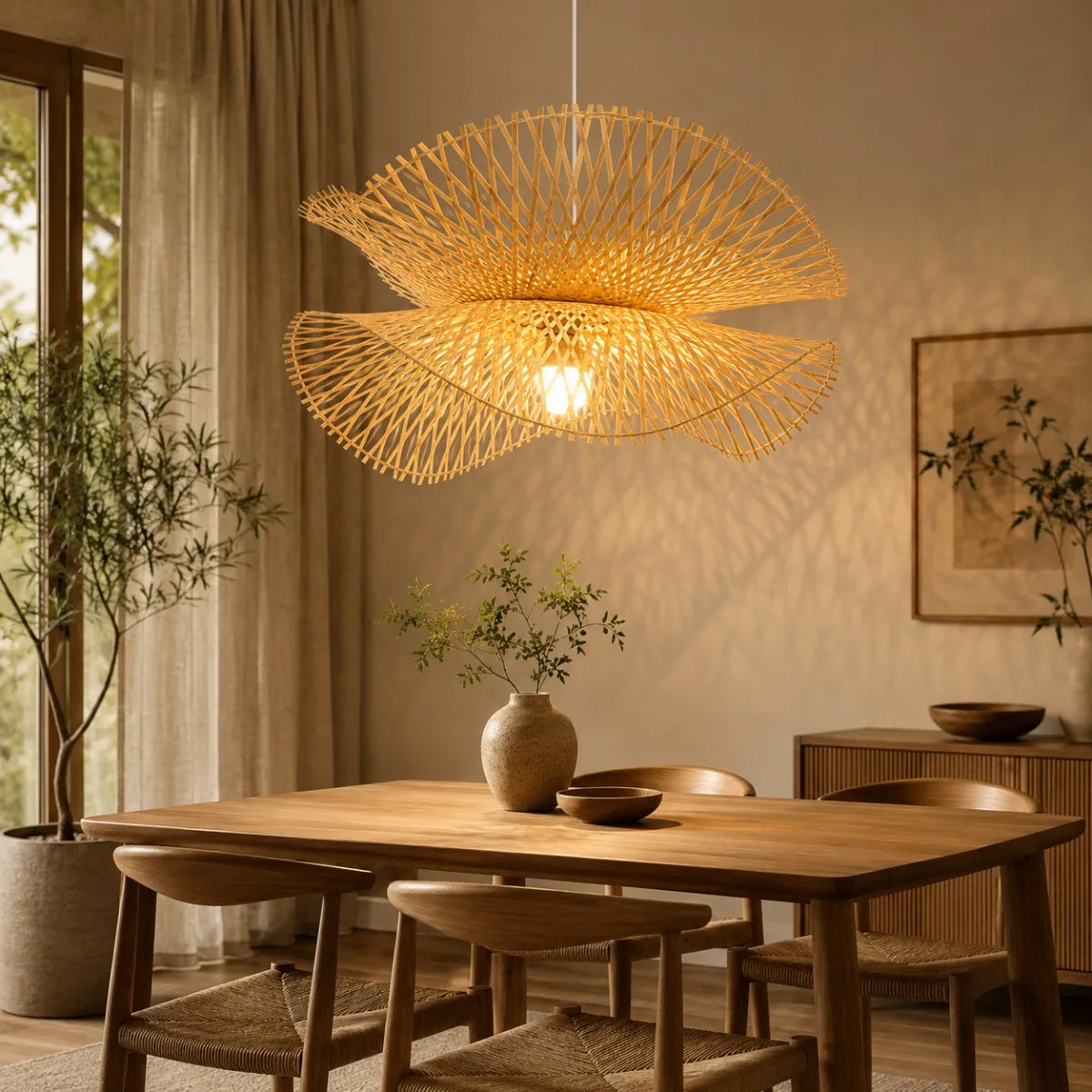Le Kyoto – Suspension Bambou & Rotin 55cm