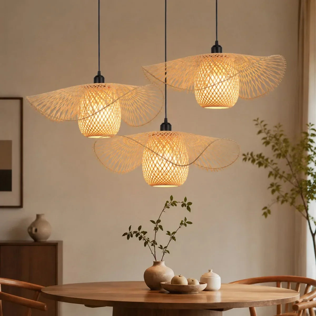 L'Ikebana – Suspension Bambou & Rotin 55cm