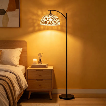 L'Arche Bohème – Lampadaire Arqué Rotin
