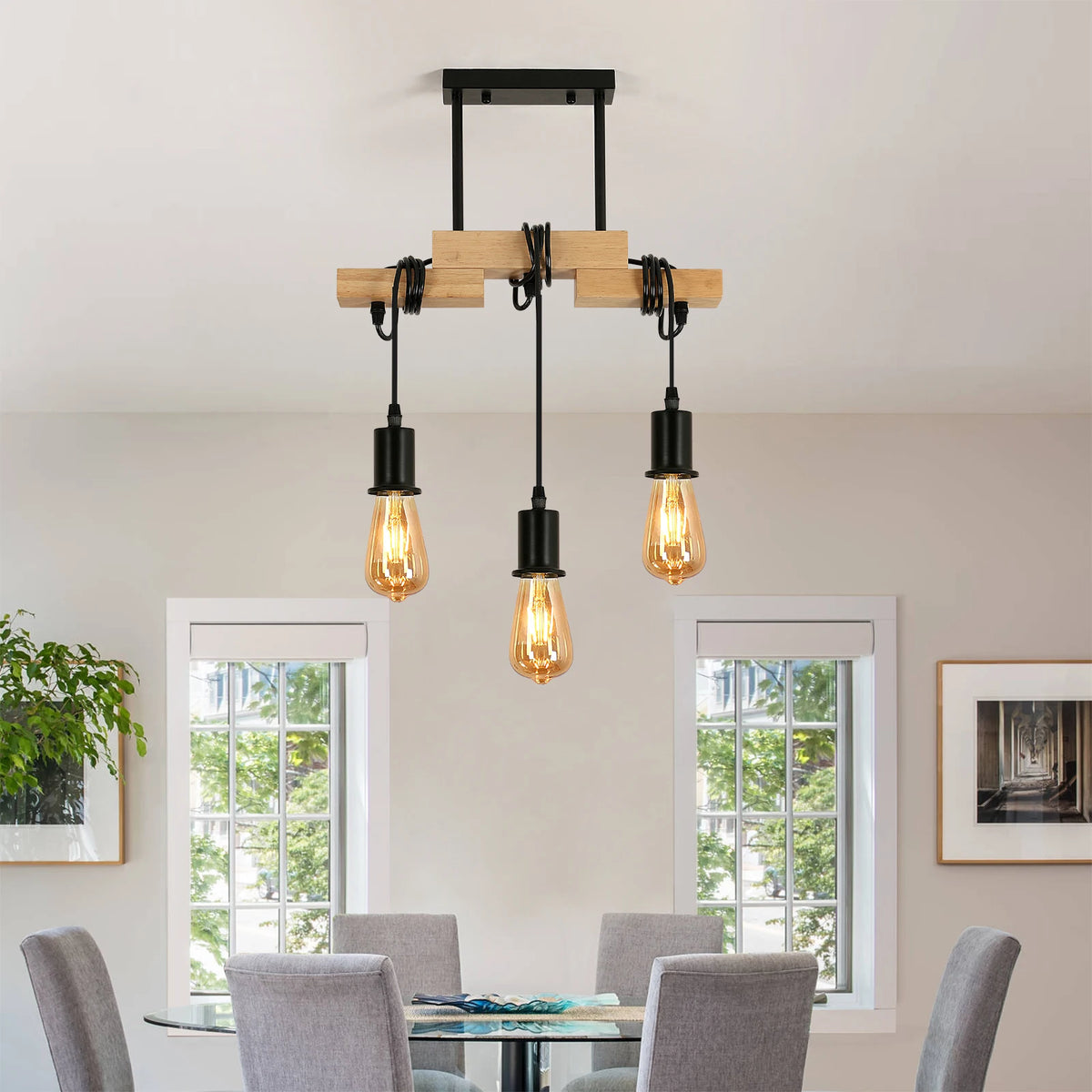 Le Chantier – Suspension Industrielle Bois et Noir