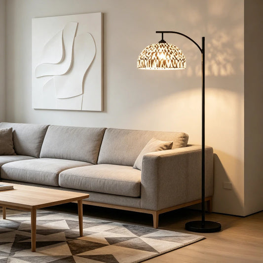L'Arche Bohème – Lampadaire Arqué Rotin