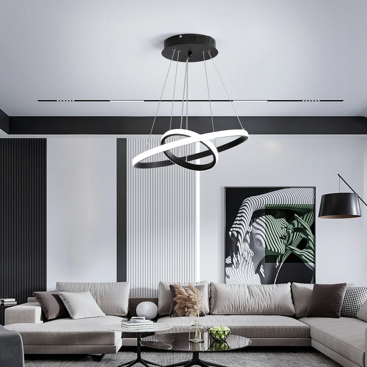 Le Halo Duo – Suspension Double Anneaux Noire