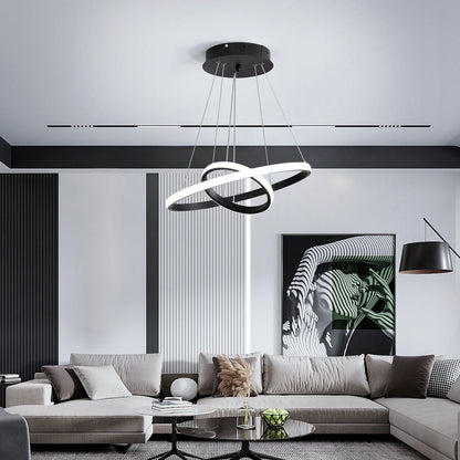 Le Halo Duo – Suspension Double Anneaux Noire
