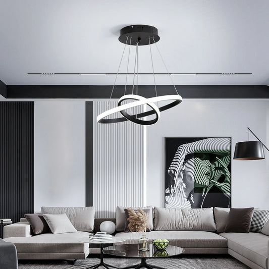 Le Halo Duo – Suspension Double Anneaux Noire